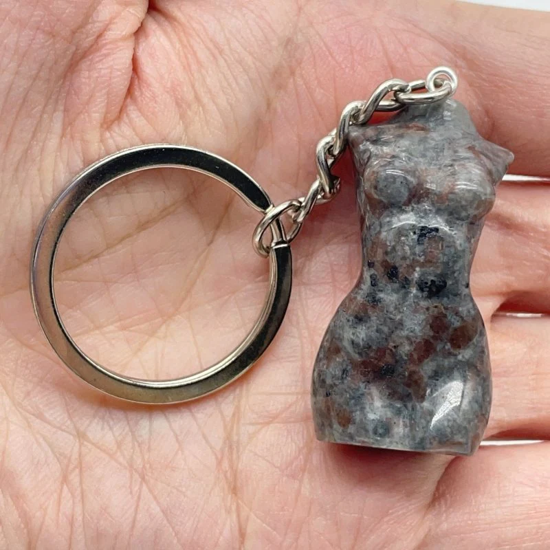 2 Types 4cm Goddess Carving Keychain Yooperlite Obsidian - Image 3