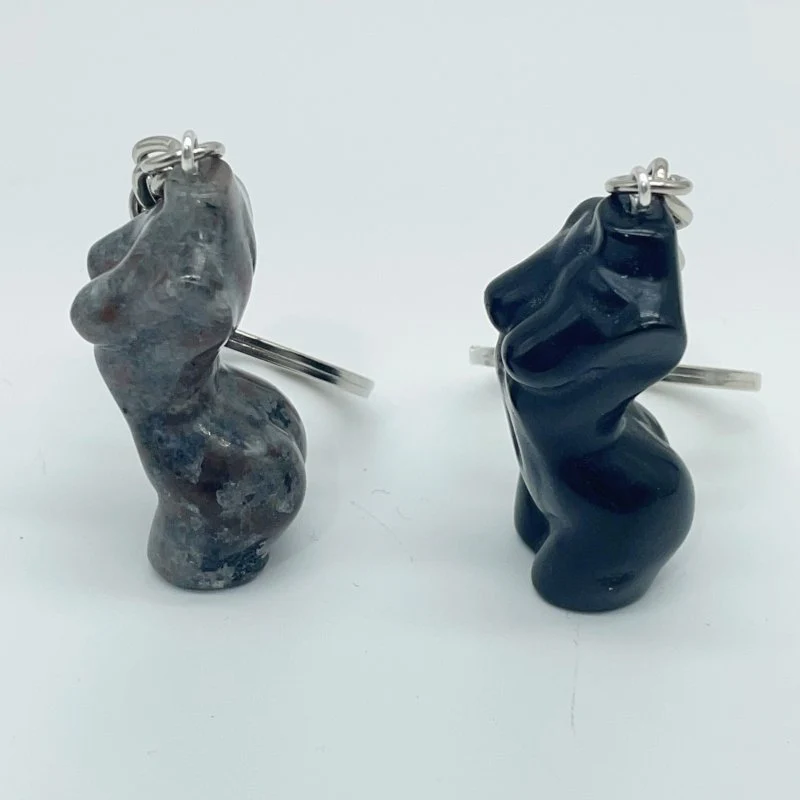 2 Types 4cm Goddess Carving Keychain Yooperlite Obsidian - Image 4