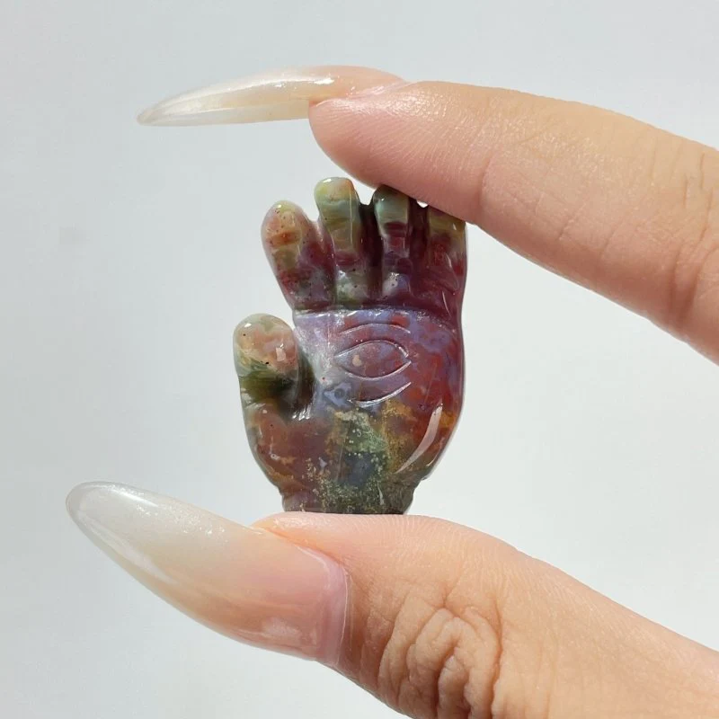 3 Types Hamsa Hand Of Fatima Carving Wholesale Rose Quarz Ocean Jasper
