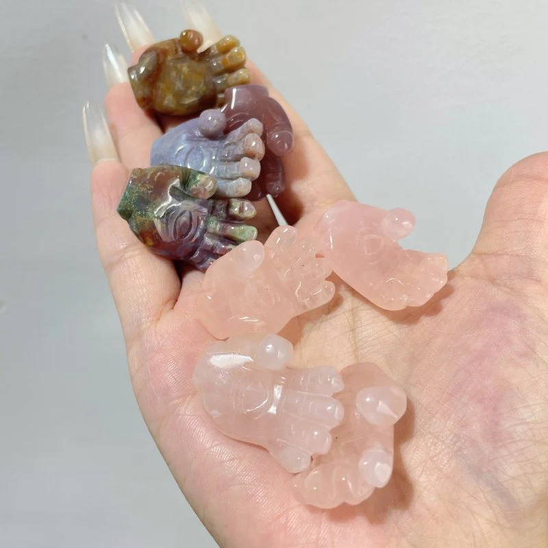 3 Types Hamsa Hand Of Fatima Carving Wholesale Rose Quarz Ocean Jasper - Image 2