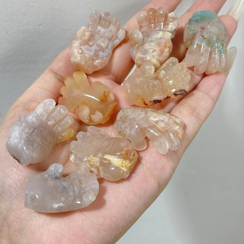 3 Types Hamsa Hand Of Fatima Carving Wholesale Rose Quarz Ocean Jasper - Image 7