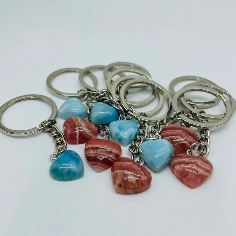 2 Types Heart Keychain Wholesale Larimar Rhodochrosite - Image 3