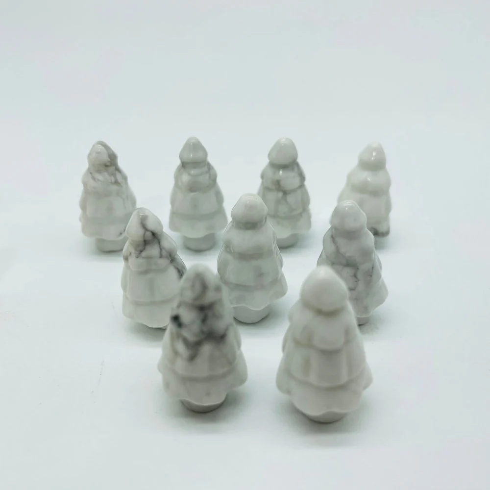 2 Types Mini Christmas Tree Howlite & Yellow Agate Pine Tree Carving Wholesale - Image 3