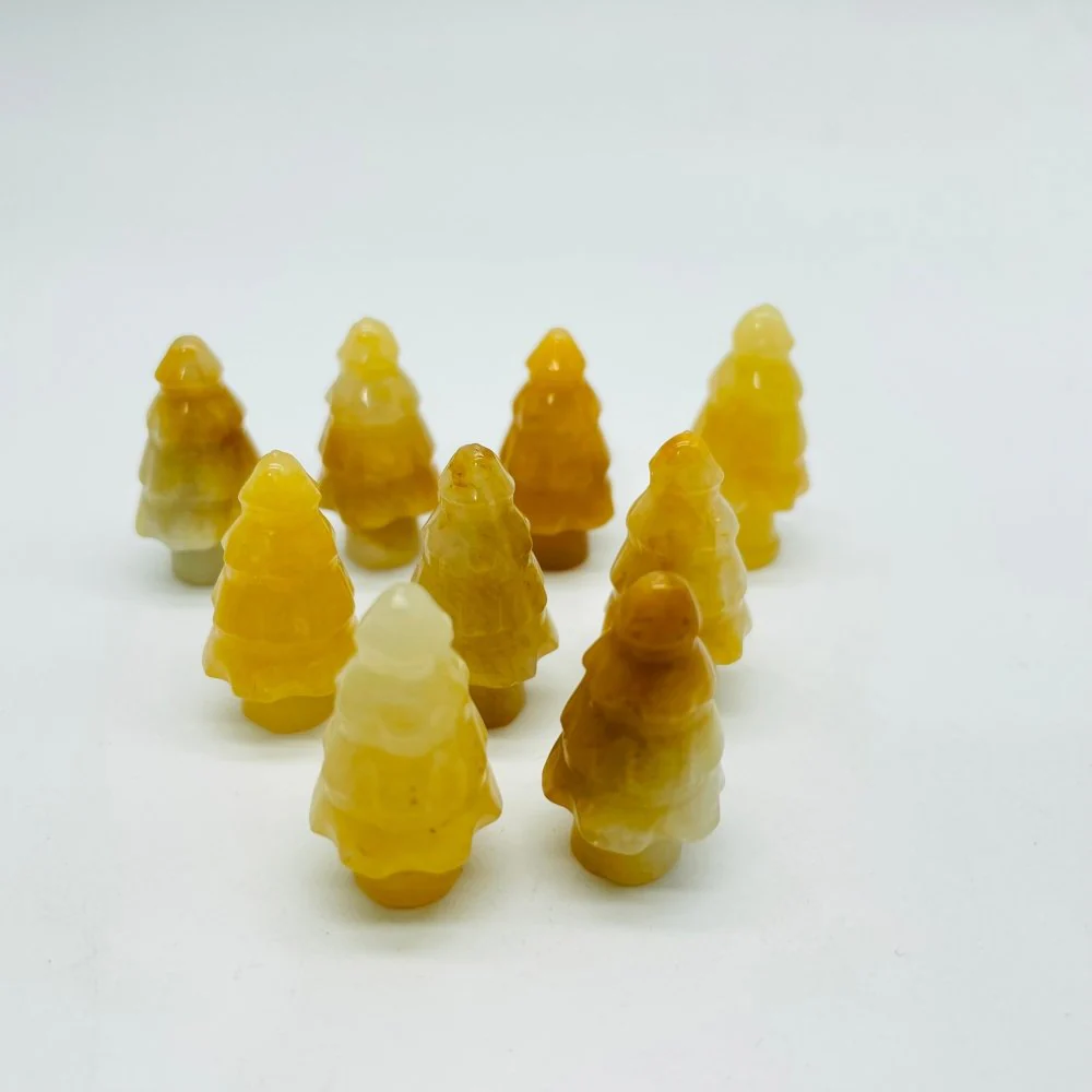 2 Types Mini Christmas Tree Howlite & Yellow Agate Pine Tree Carving Wholesale - Image 4