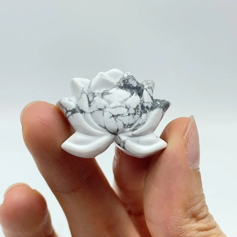 2 Types Lotus Flower Carving Wholesale Lepidolite Howlite - Image 2