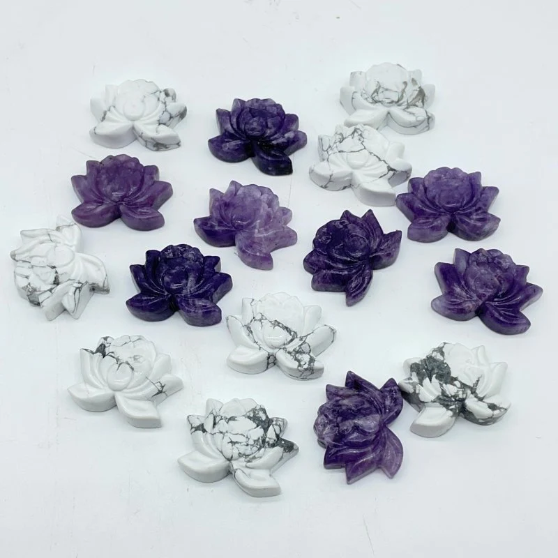2 Types Lotus Flower Carving Wholesale Lepidolite Howlite - Image 5