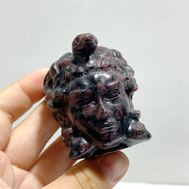 2 Types Medusa Carving Wholesale Garnet Larvikite - Image 3