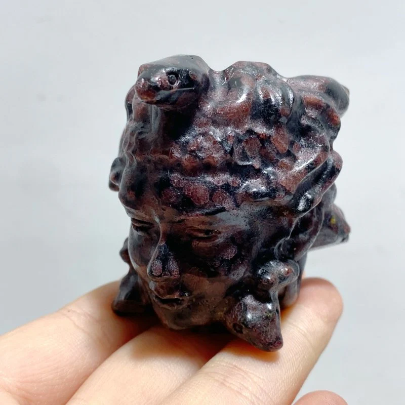 2 Types Medusa Carving Wholesale Garnet Larvikite - Image 6
