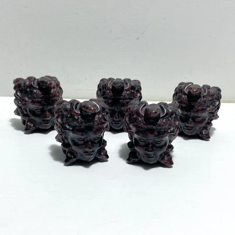 2 Types Medusa Carving Wholesale Garnet Larvikite - Image 8