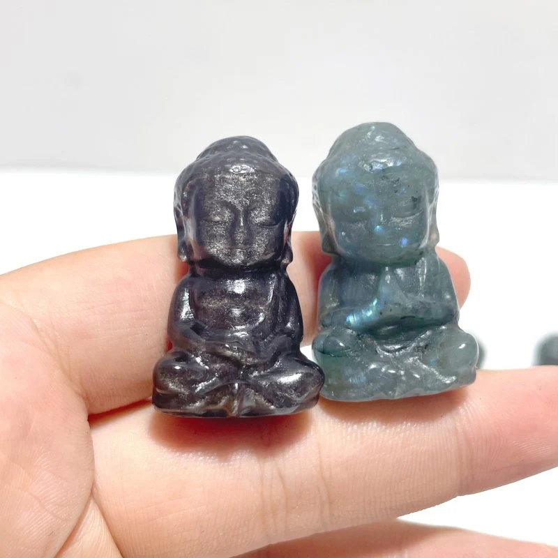 2 Types Small Buddha Carving Wholesale Labradorite Silver Sheen Obsidian - Image 8