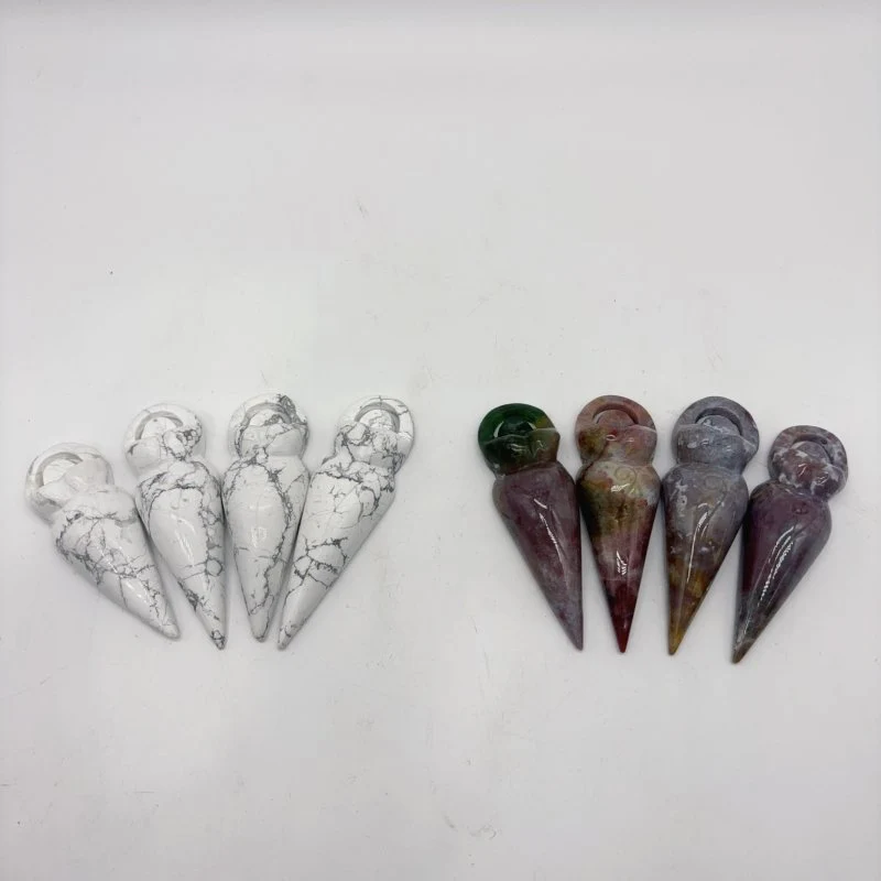 2 Types Spiral Goddess Carving Wholesale Howlite Ocean Jasper - Image 2