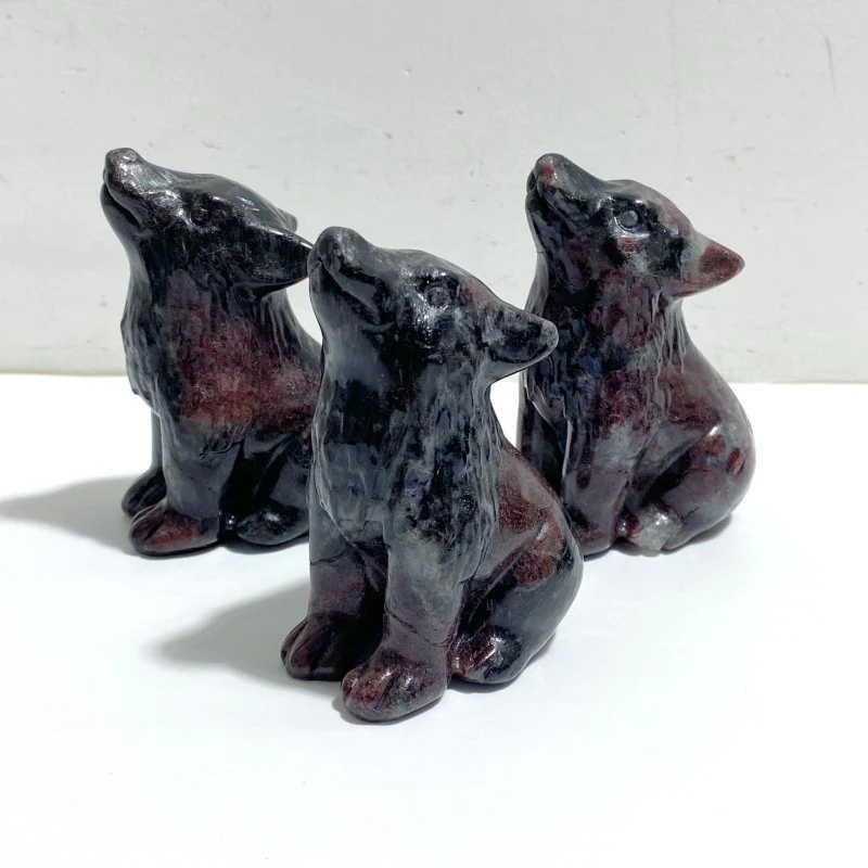 2 Types Wolf Carving Wholesale Green Jade Garnet - Image 2