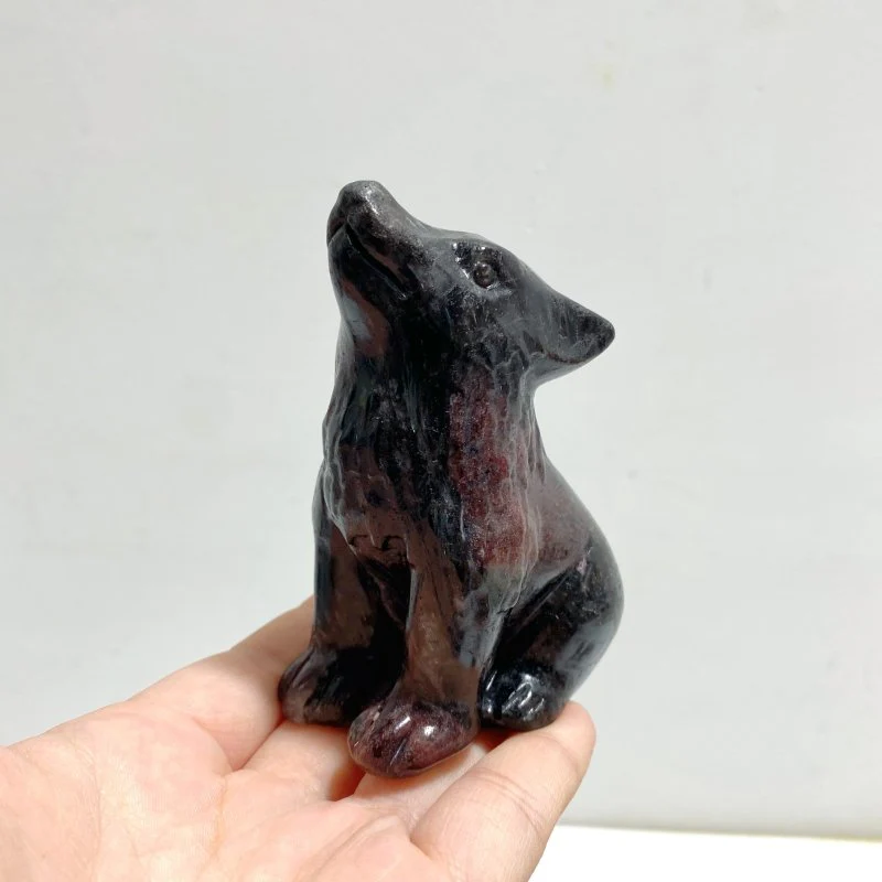 2 Types Wolf Carving Wholesale Green Jade Garnet - Image 4