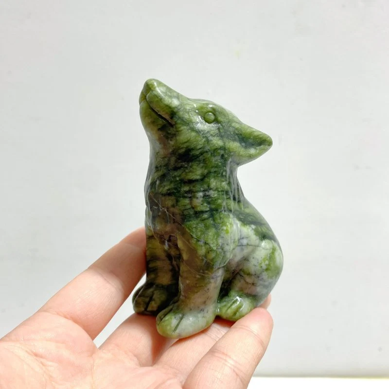 2 Types Wolf Carving Wholesale Green Jade Garnet - Image 5
