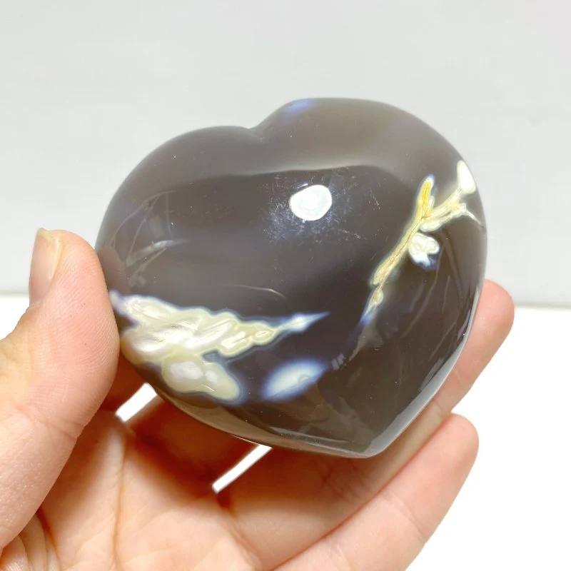 20 Pieces Black Orca Agate Heart #5 - Image 3