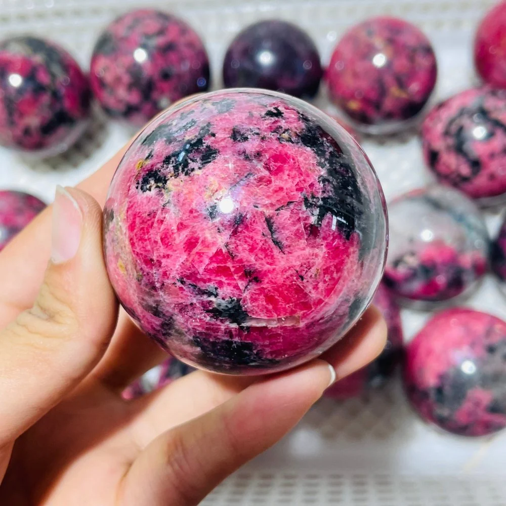 20 Pieces Deep Red Rhodonite Mixed Quartz Spheres - Image 3