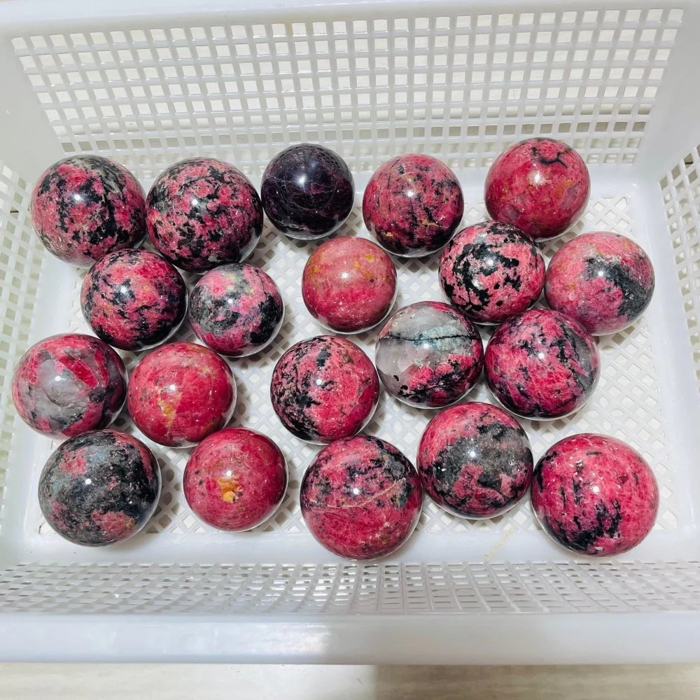 20 Pieces Deep Red Rhodonite Mixed Quartz Spheres - Image 4