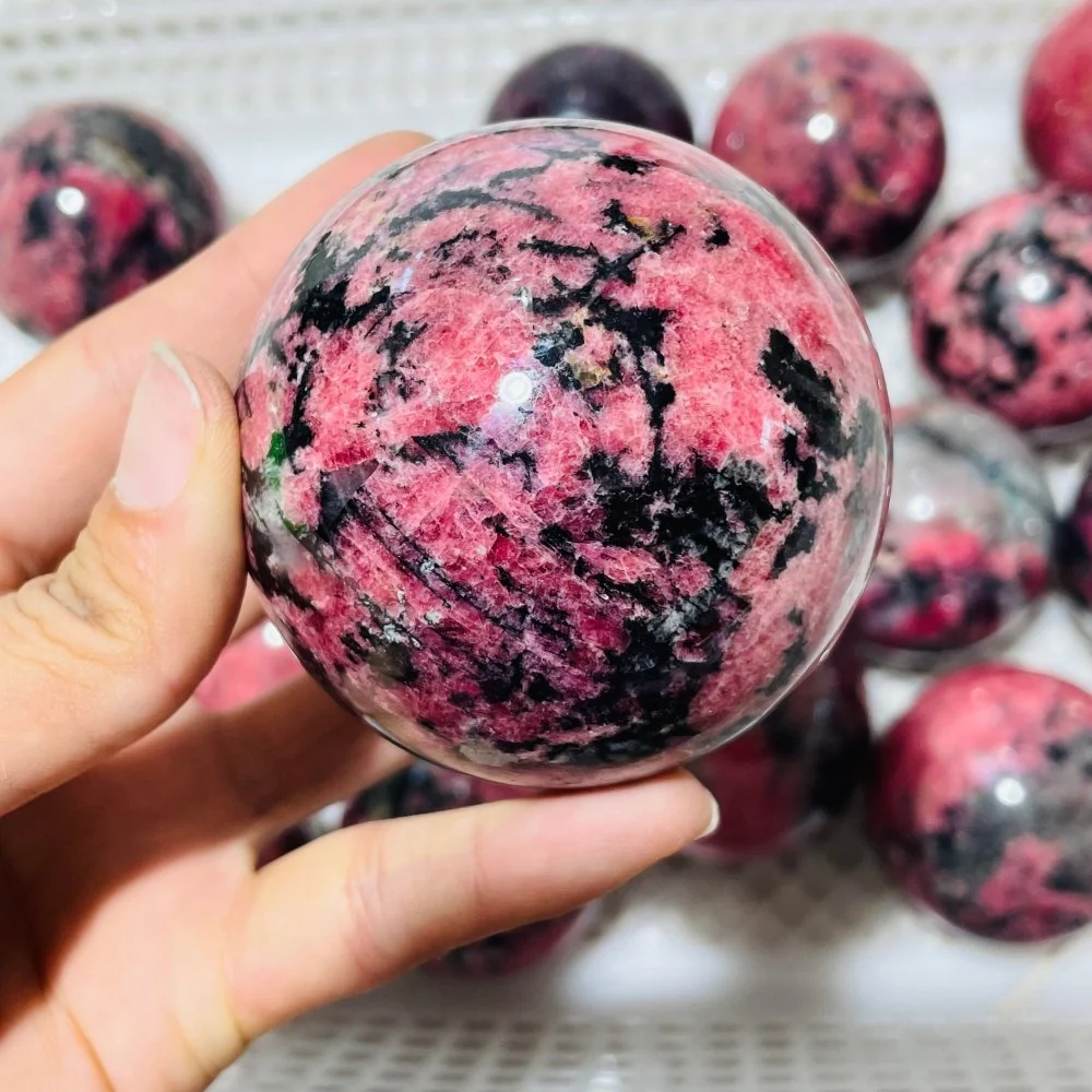 20 Pieces Deep Red Rhodonite Mixed Quartz Spheres - Image 5