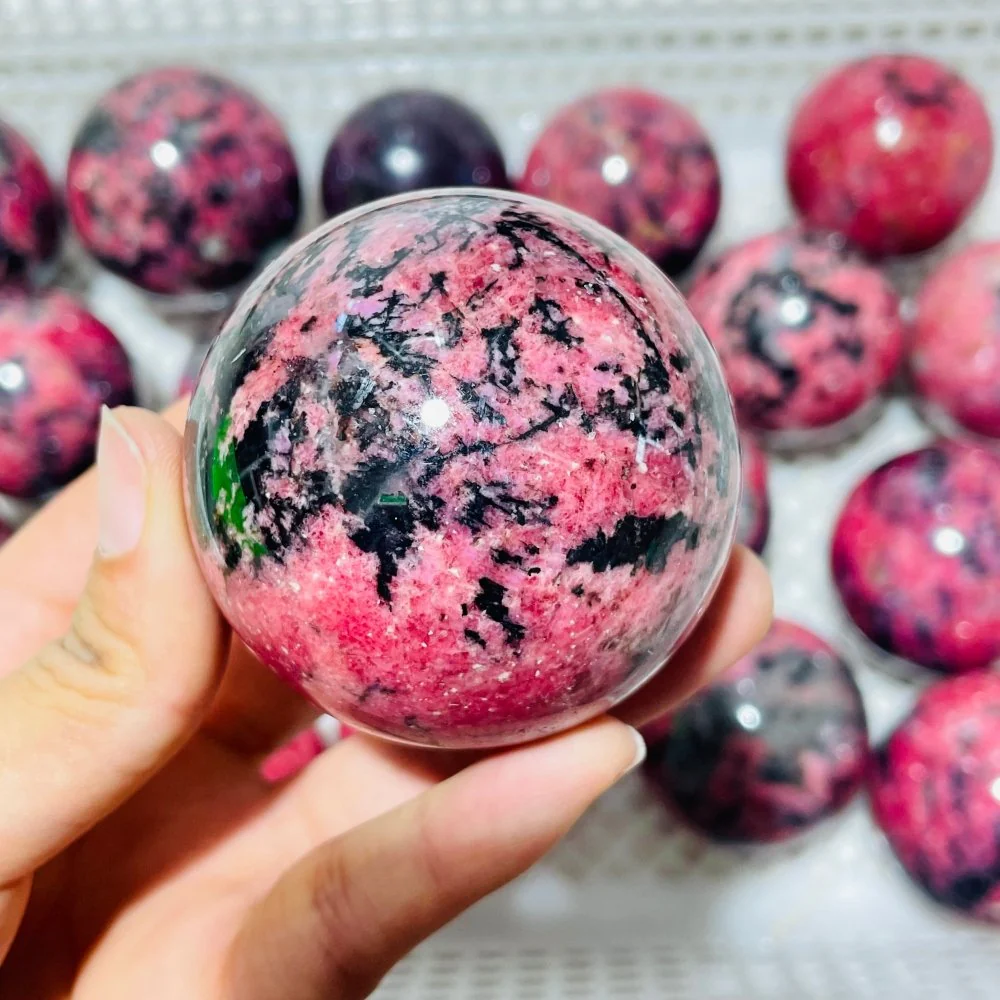 20 Pieces Deep Red Rhodonite Mixed Quartz Spheres - Image 7