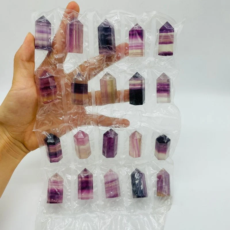 20 Pieces One Set Rainbow Fluorite Tower Points