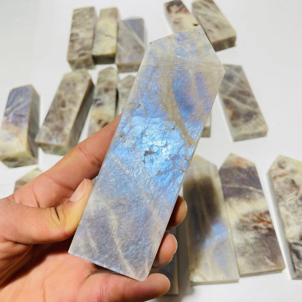 20 Pieces Large Sunstone Mixed Moonstone High Quality Four-Sided Points - Image 4