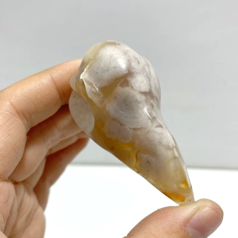 20 Pieces Sakura Flower Agate Crow Skull Carving - Image 3