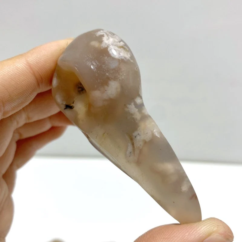 20 Pieces Sakura Flower Agate Crow Skull Carving - Image 6