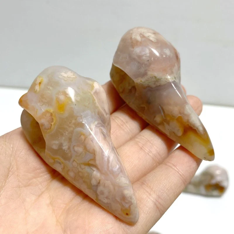 20 Pieces Sakura Flower Agate Crow Skull Carving - Image 7