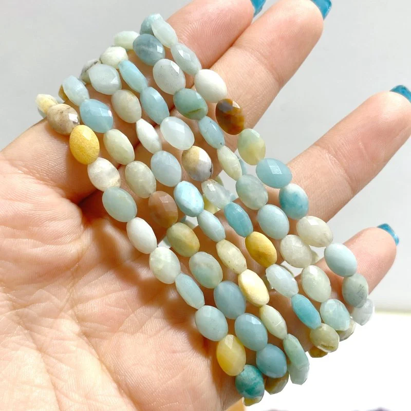 20 Types Cut Faceted Oval Shape Bracelet Caribbean Calcite Moss Agate Rhodonite Wholesale - Image 4