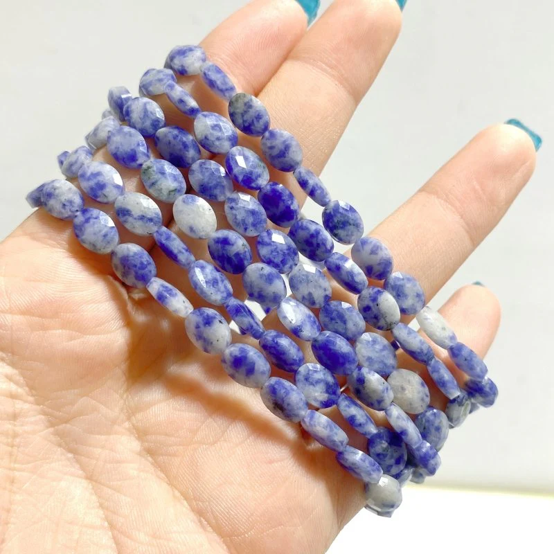 20 Types Cut Faceted Oval Shape Bracelet Caribbean Calcite Moss Agate Rhodonite Wholesale - Image 5