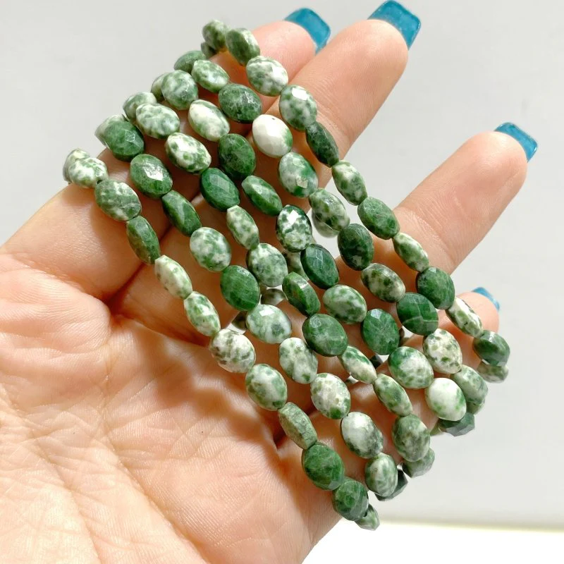 20 Types Cut Faceted Oval Shape Bracelet Caribbean Calcite Moss Agate Rhodonite Wholesale - Image 6