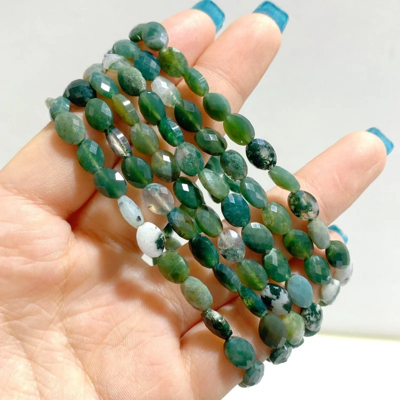 20 Types Cut Faceted Oval Shape Bracelet Caribbean Calcite Moss Agate Rhodonite Wholesale - Image 7
