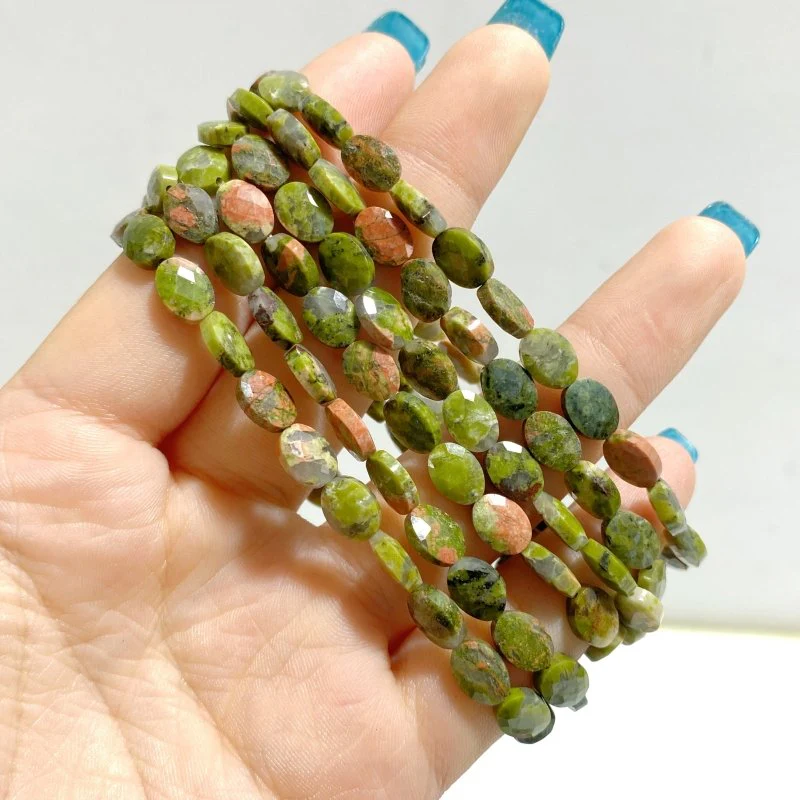 20 Types Cut Faceted Oval Shape Bracelet Caribbean Calcite Moss Agate Rhodonite Wholesale - Image 8