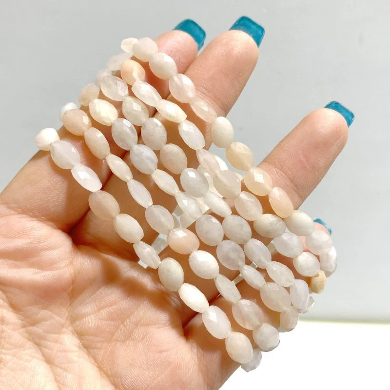 20 Types Cut Faceted Oval Shape Bracelet Caribbean Calcite Moss Agate Rhodonite Wholesale - Image 9