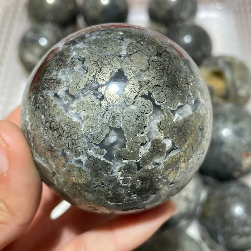 21 Pieces Flower Pyrite Mixed Agate Sphere Ball - Image 2
