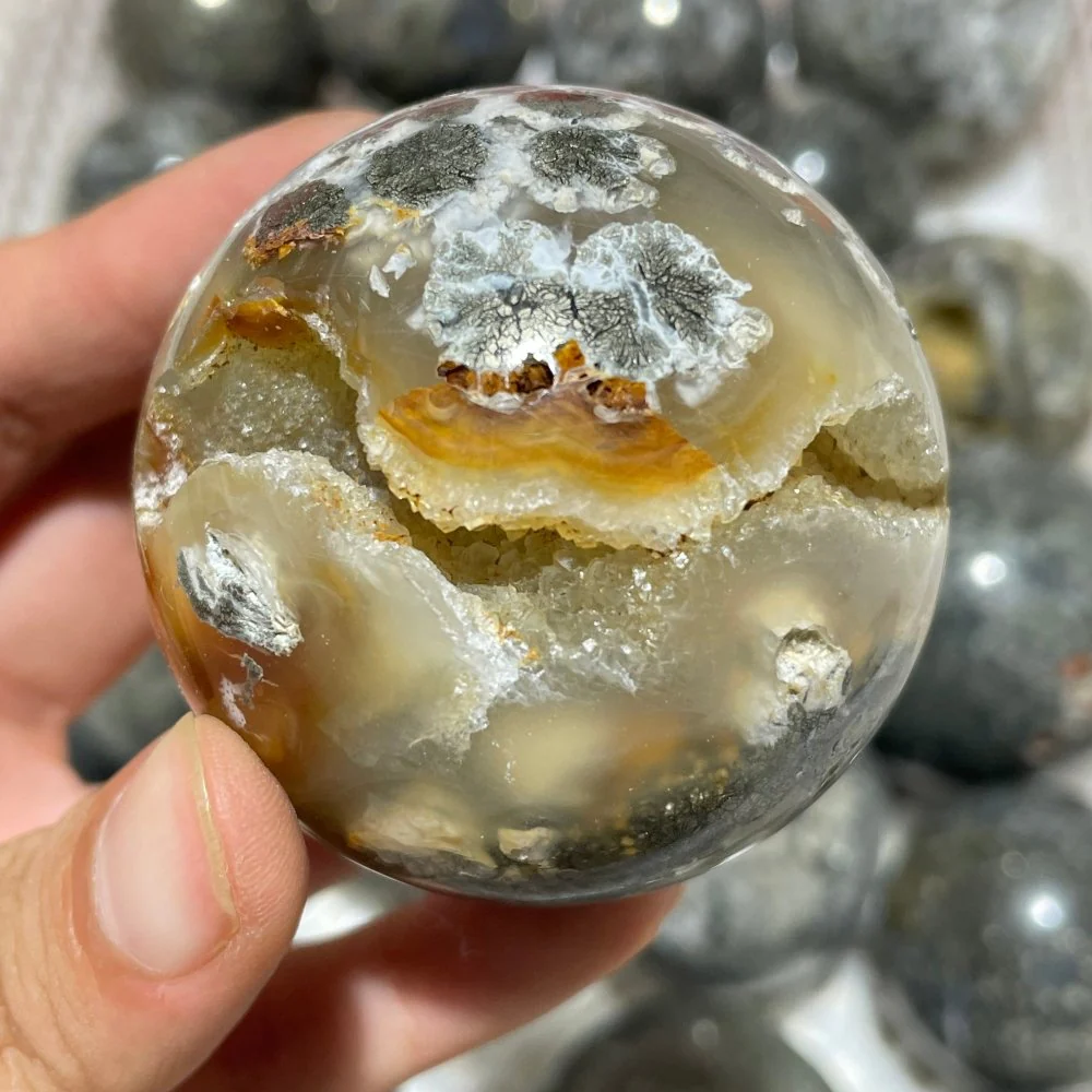 21 Pieces Flower Pyrite Mixed Agate Sphere Ball - Image 6