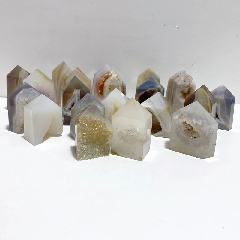 21 Pieces Geode Druzy Agate Four-sided Tower Point