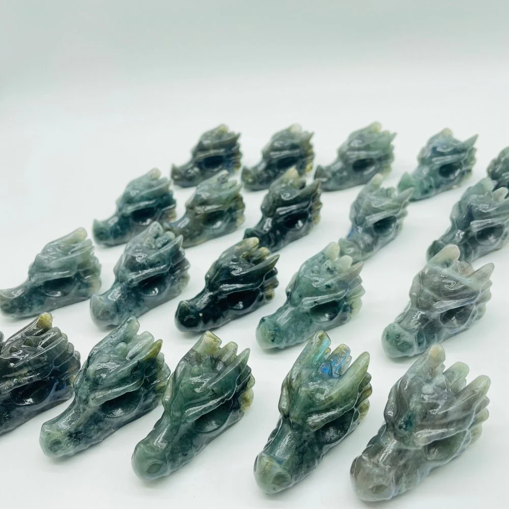 21 Pieces Labradorite Dragon Head Carving - Image 3