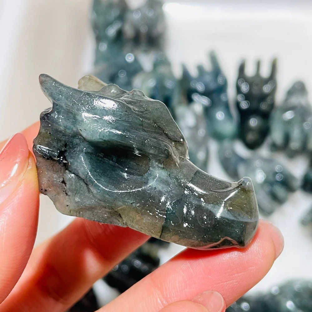 21 Pieces Labradorite Dragon Head Carving - Image 4