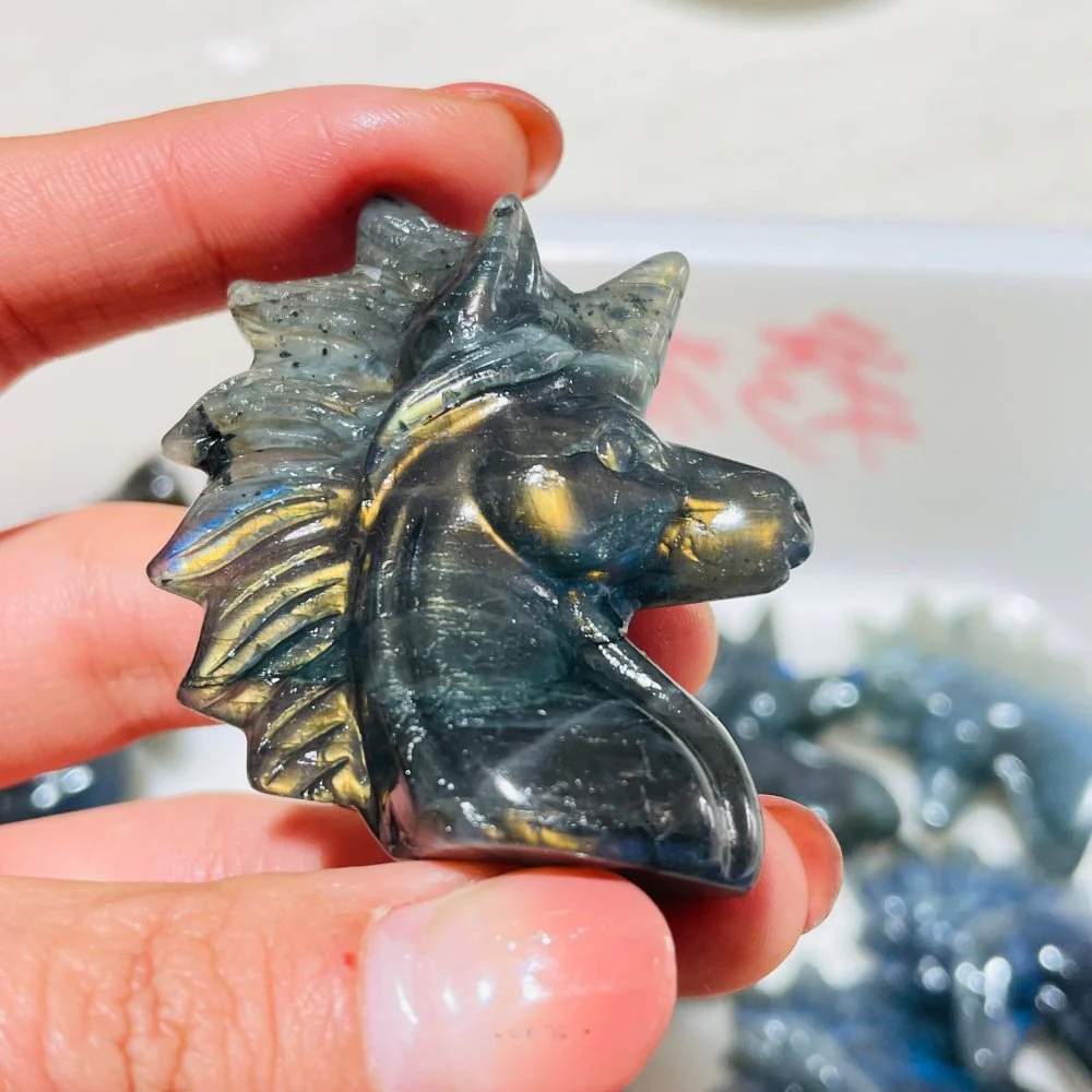 13 Pieces High Quality Labradorite Unicorn Carving - Image 2