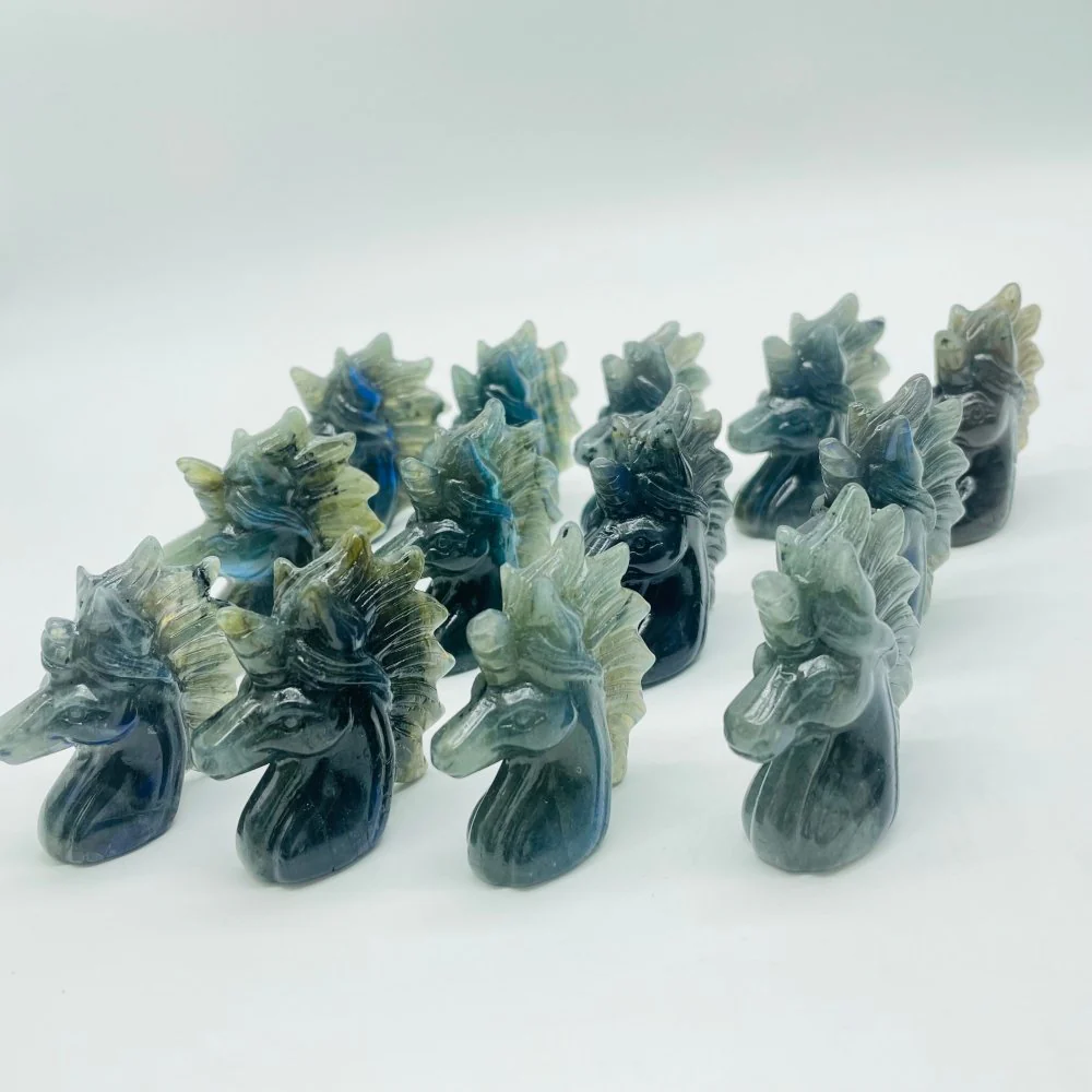13 Pieces High Quality Labradorite Unicorn Carving - Image 5