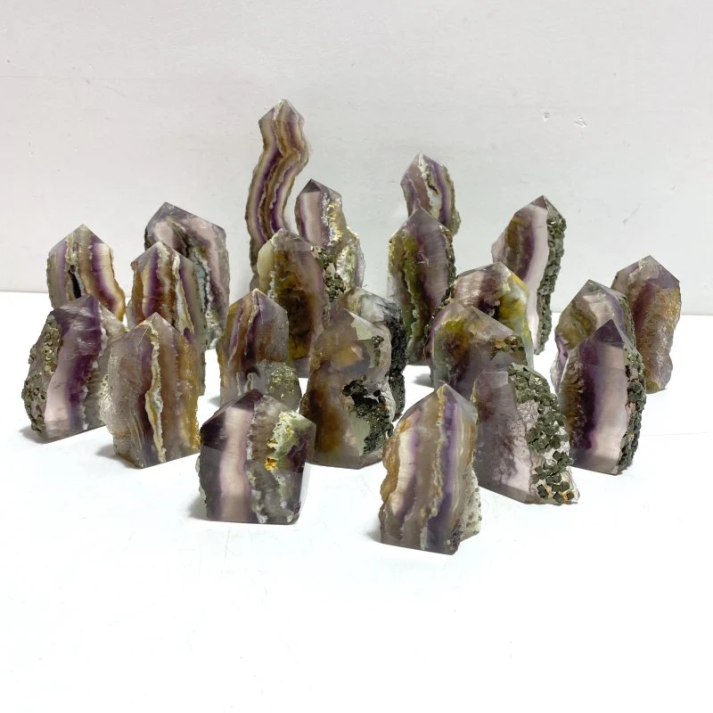 22 Pieces Fluorite Mixed Pyrite Calcite Slabs