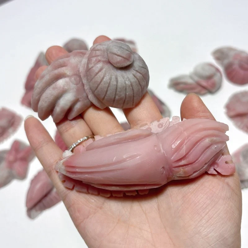 19 Pieces Pink Opal Sea Animals Carving - Image 3