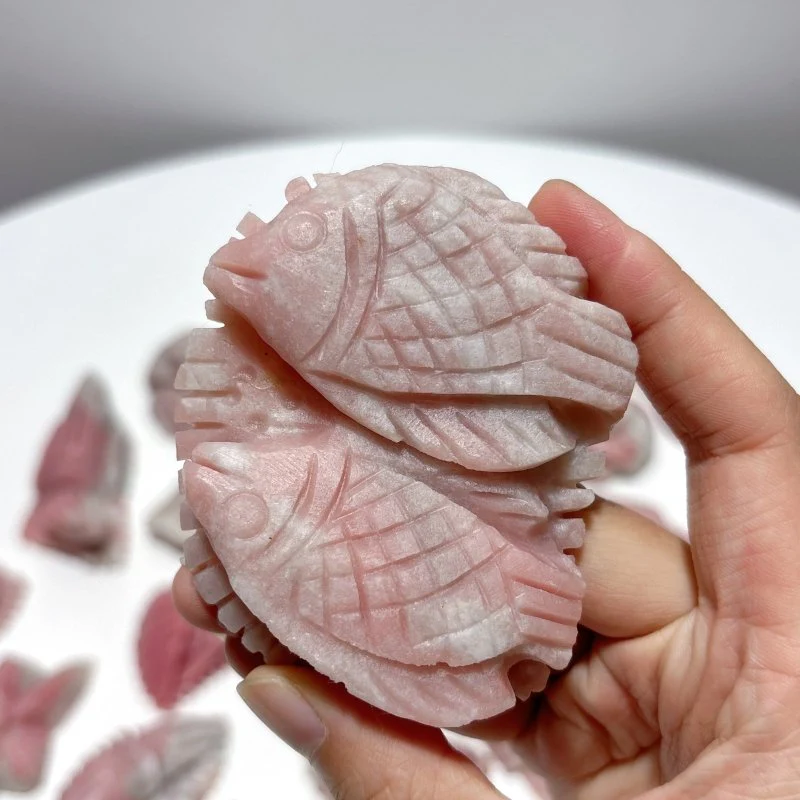 19 Pieces Pink Opal Sea Animals Carving - Image 4