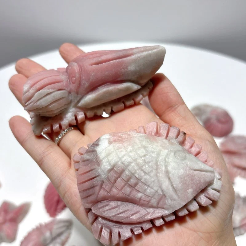 19 Pieces Pink Opal Sea Animals Carving - Image 5
