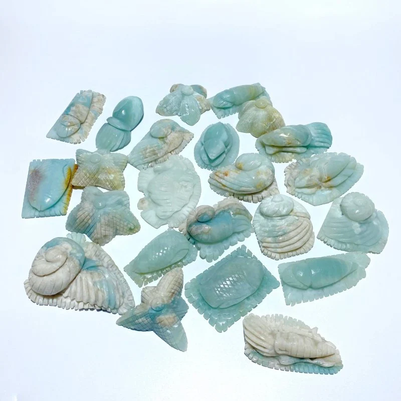 23 Pieces Caribbean Calcite Sea Animals Carving