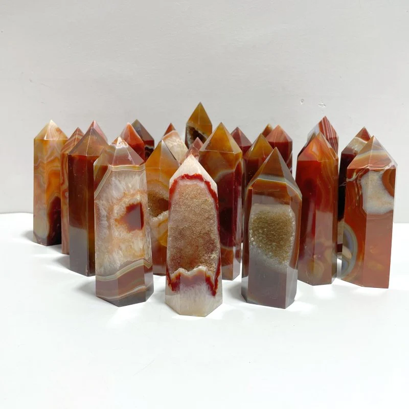 23 Pieces Carnelian Mixed Quartz Tower Point