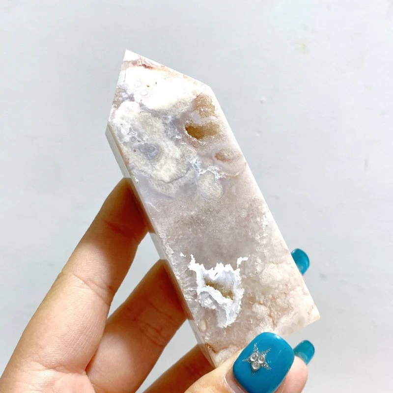 23 Pieces Geode Sakura Flower Agate Tower Points - Image 5