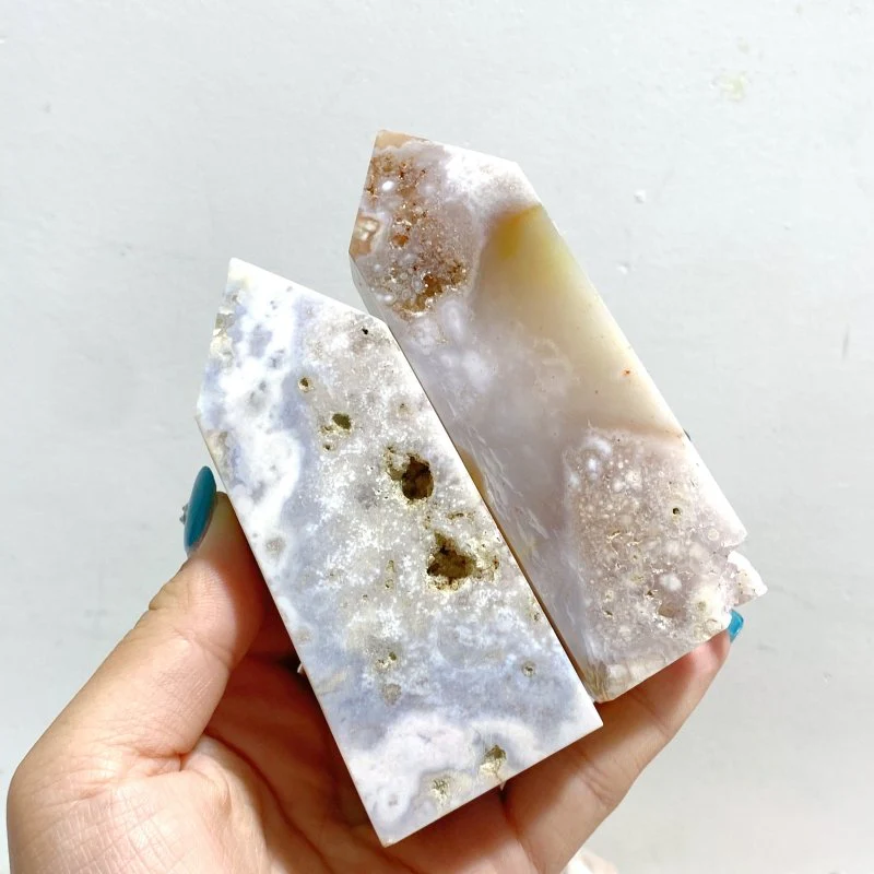 23 Pieces Geode Sakura Flower Agate Tower Points - Image 6