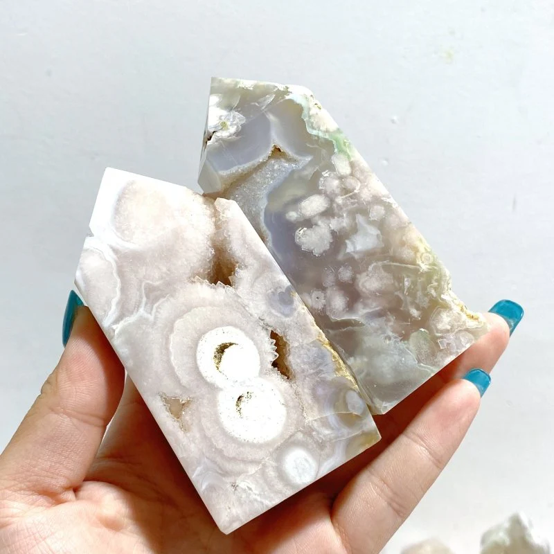 23 Pieces Geode Sakura Flower Agate Tower Points - Image 7